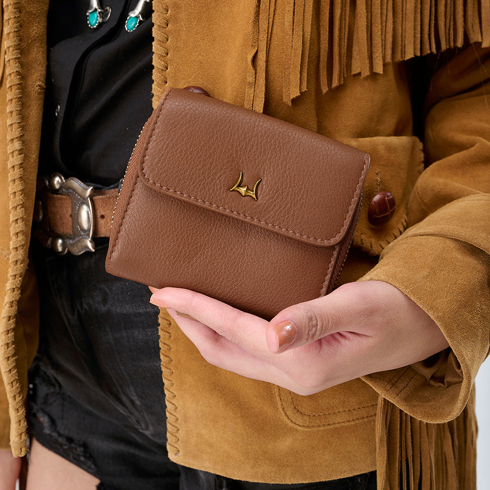 Loyal West SOPHIA CARD HOLDER IN BROWN LEATHER CALFSKIN - Myra USA