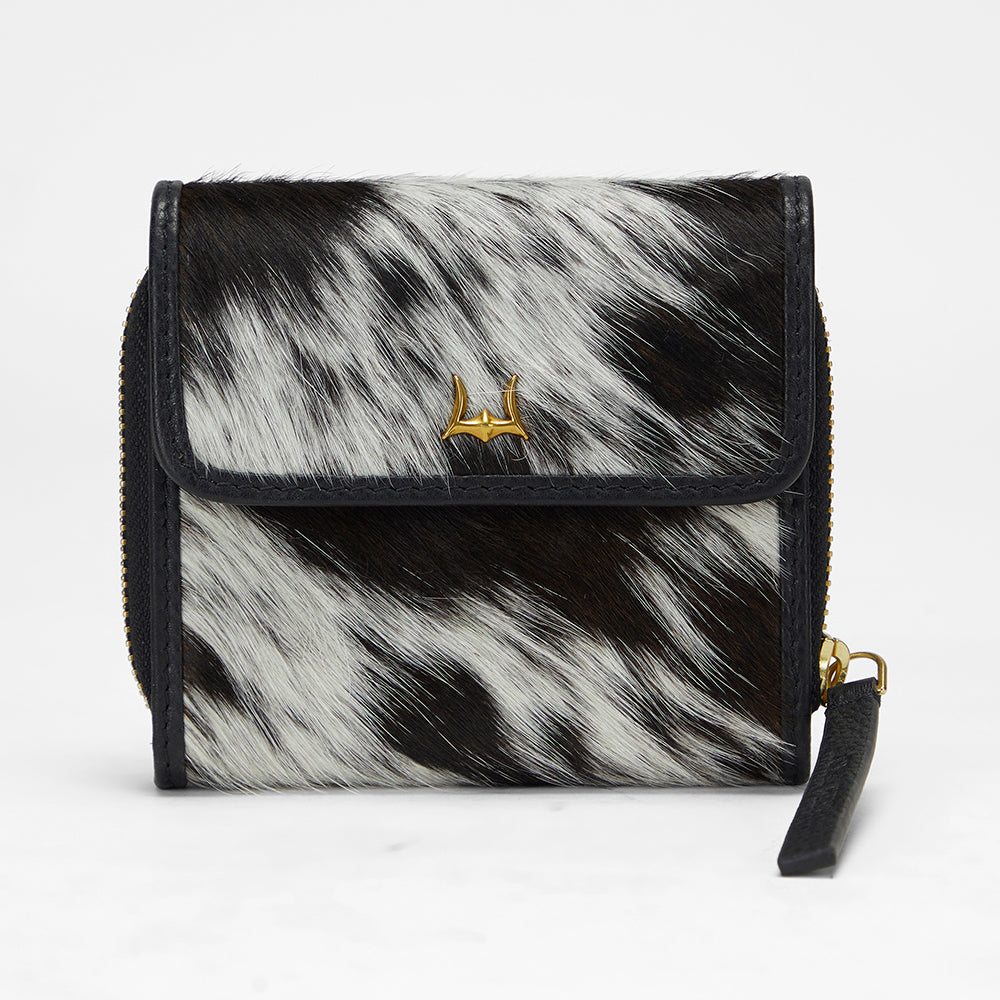Loyal West SOPHIA CARD HOLDER IN BLACK & WHITE COWHIDE - Myra USA