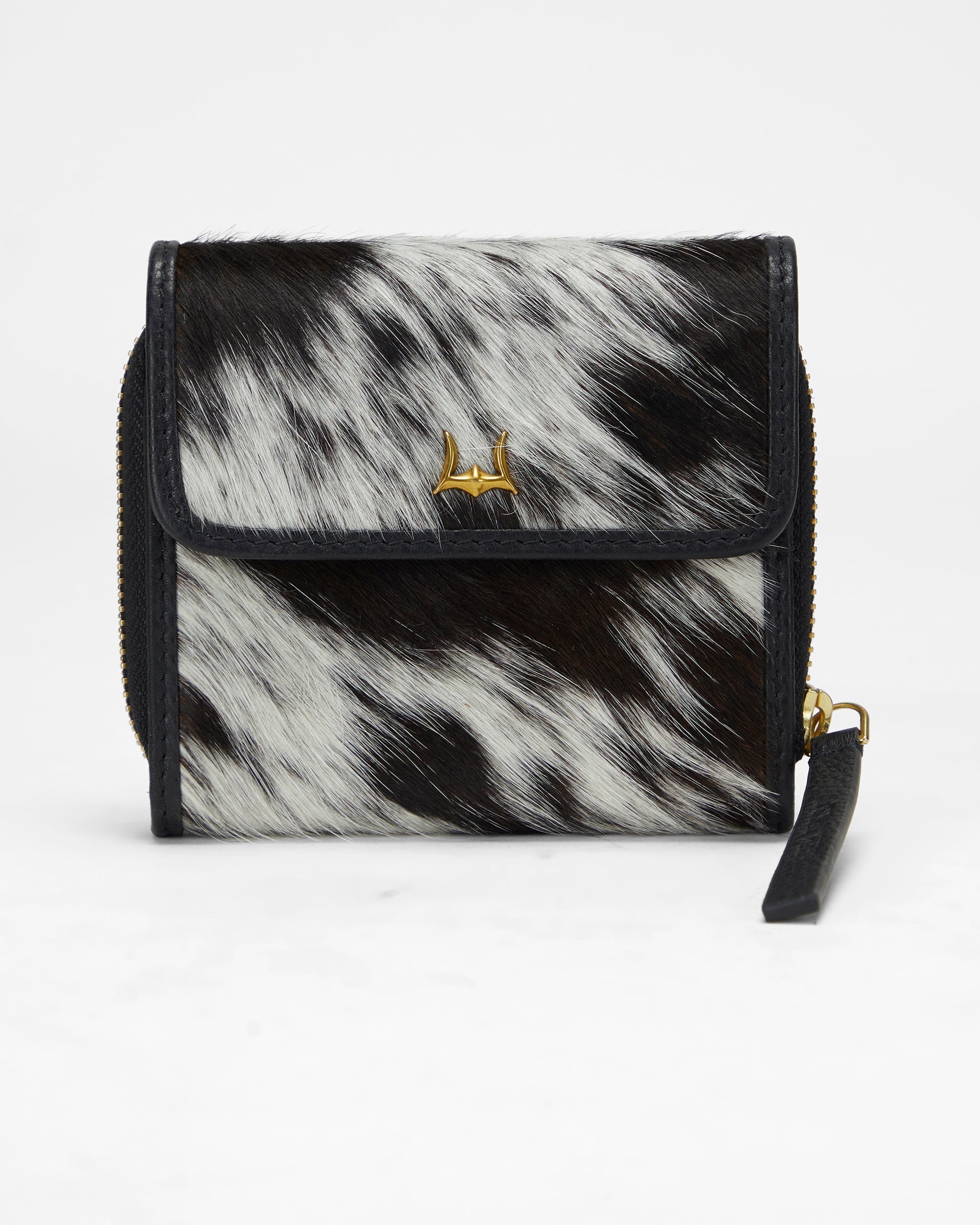 Loyal West SOPHIA CARD HOLDER IN BLACK & WHITE COWHIDE