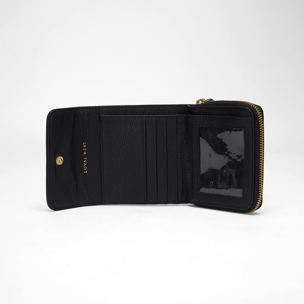 Loyal West SOPHIA CARD HOLDER IN BLACK & WHITE COWHIDE - Myra USA