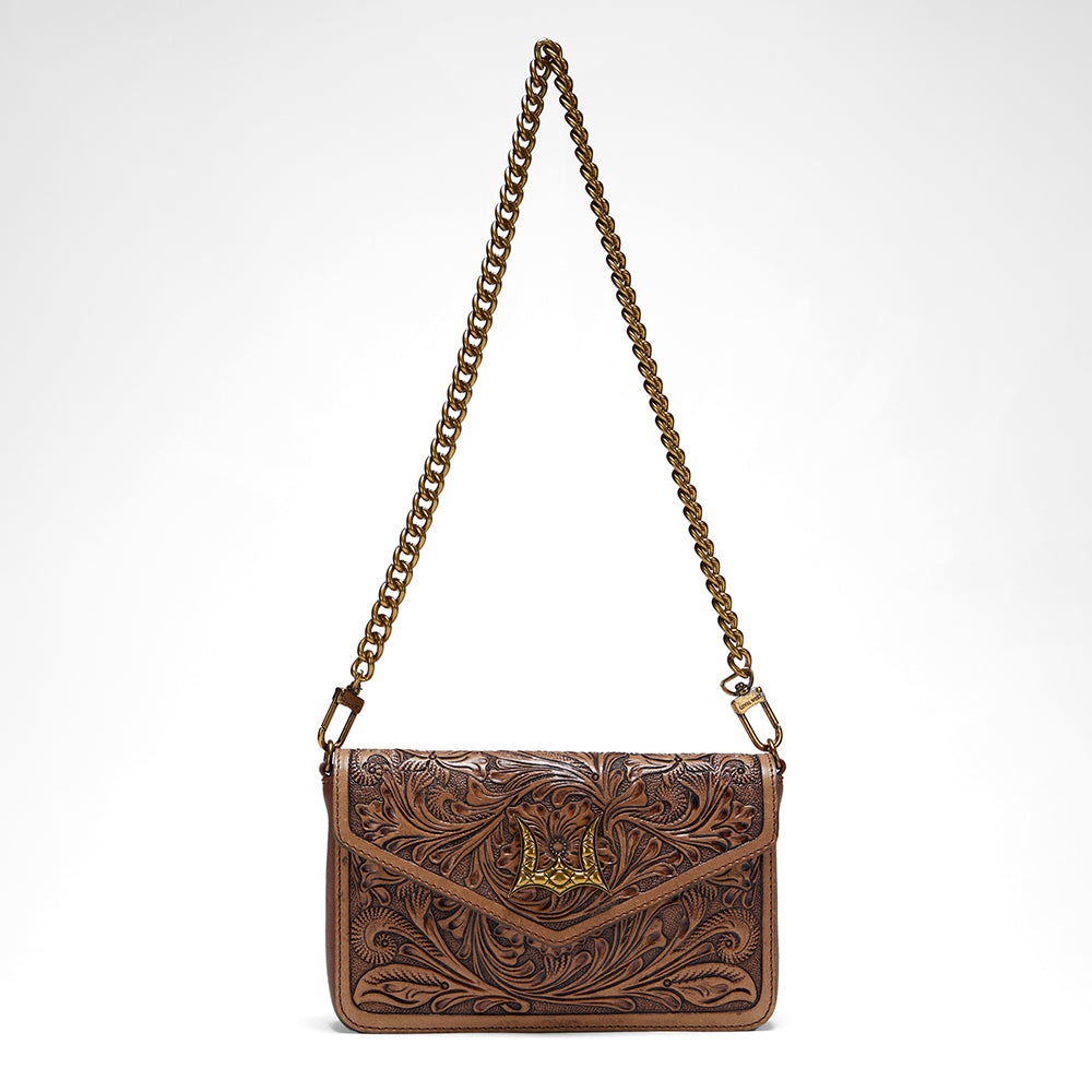 Loyal West The LW On The Go Mini Chain Bag- In Handtooled Leather - Myra USA