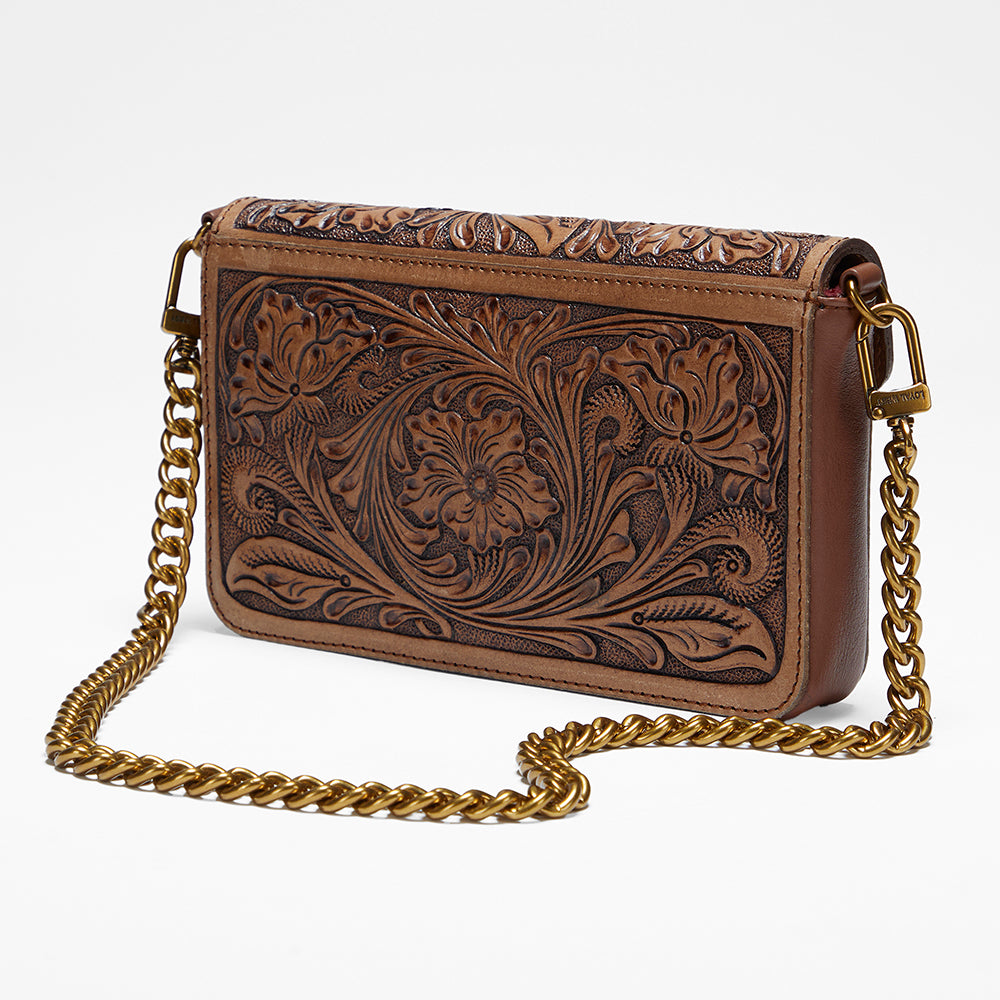 Loyal West The LW On The Go Mini Chain Bag- In Handtooled Leather - Myra USA