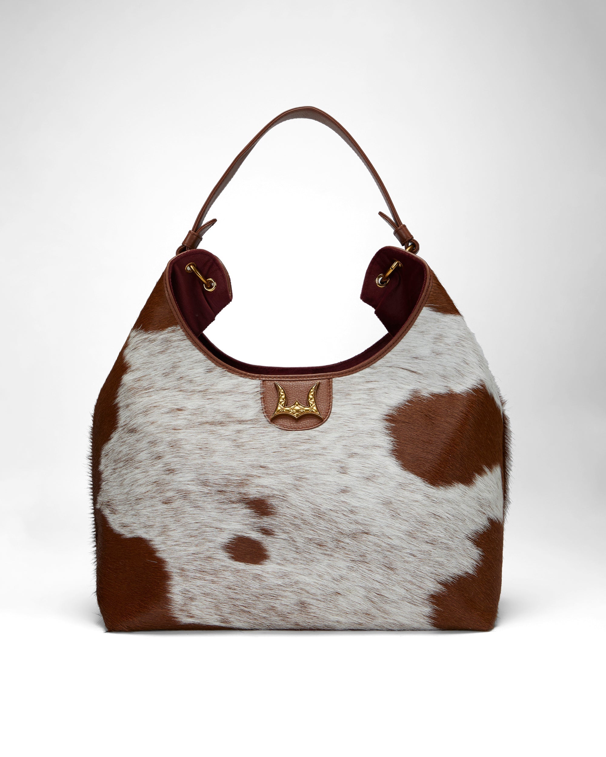 Loyal West LW LARGE PURSE - IN BROWN & WHITE COWHIDE & CALFSKIN