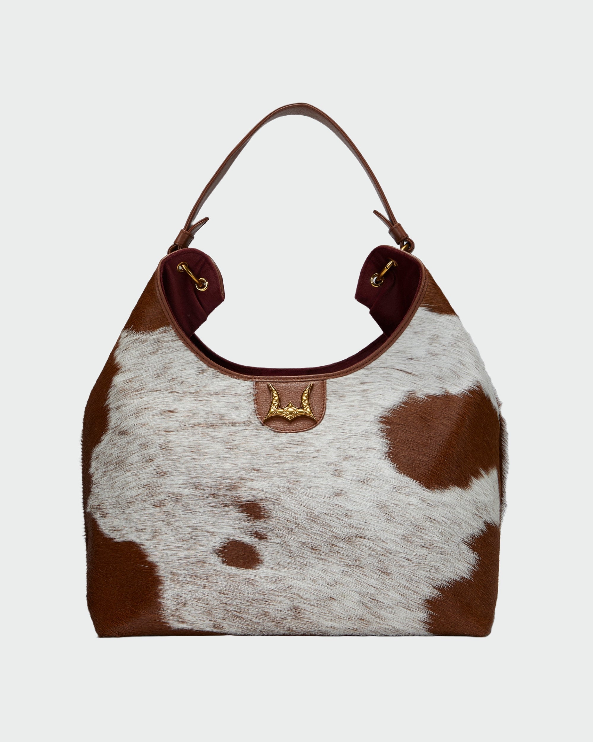 Loyal West LW LARGE PURSE - IN BROWN & WHITE COWHIDE & CALFSKIN