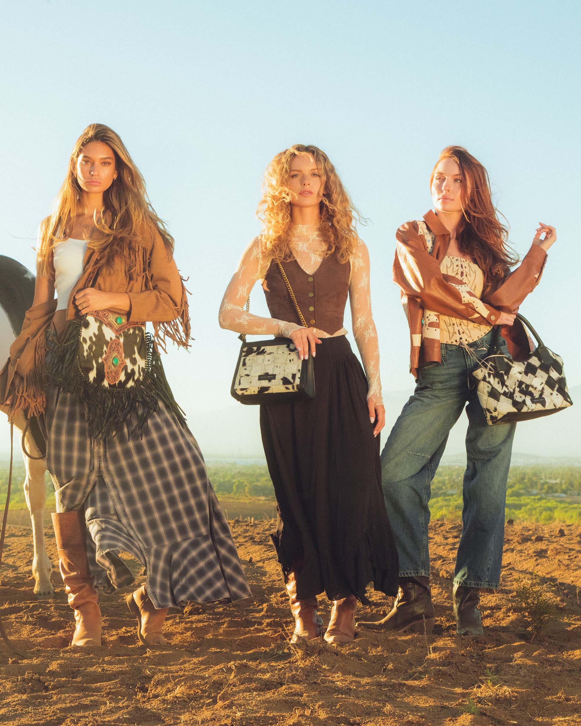 Loyal West Mojave Tassle Bag - Black & White Cowhide - Myra USA