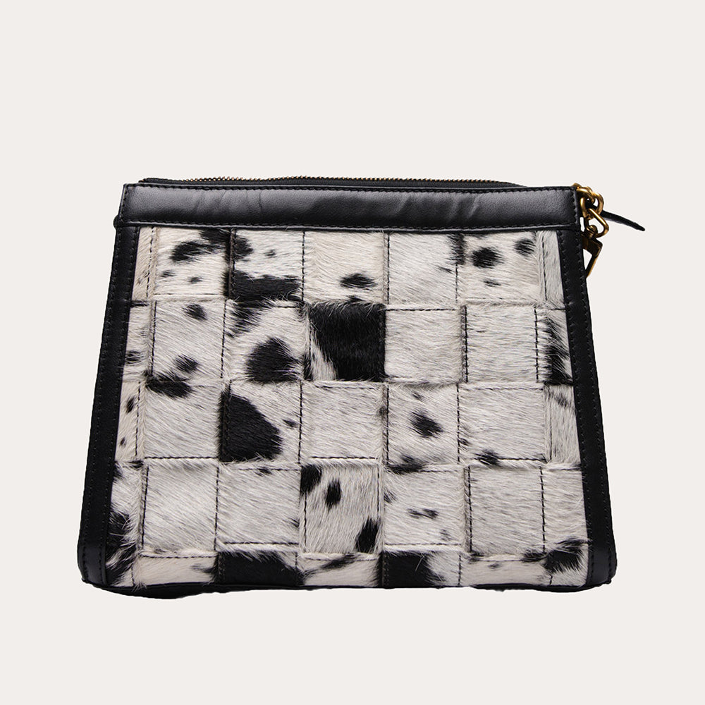 Loyal West SCRAPPY MEDIUM CHAIN BAG IN COWHIDE AND BLACK CALFSKIN - Myra USA