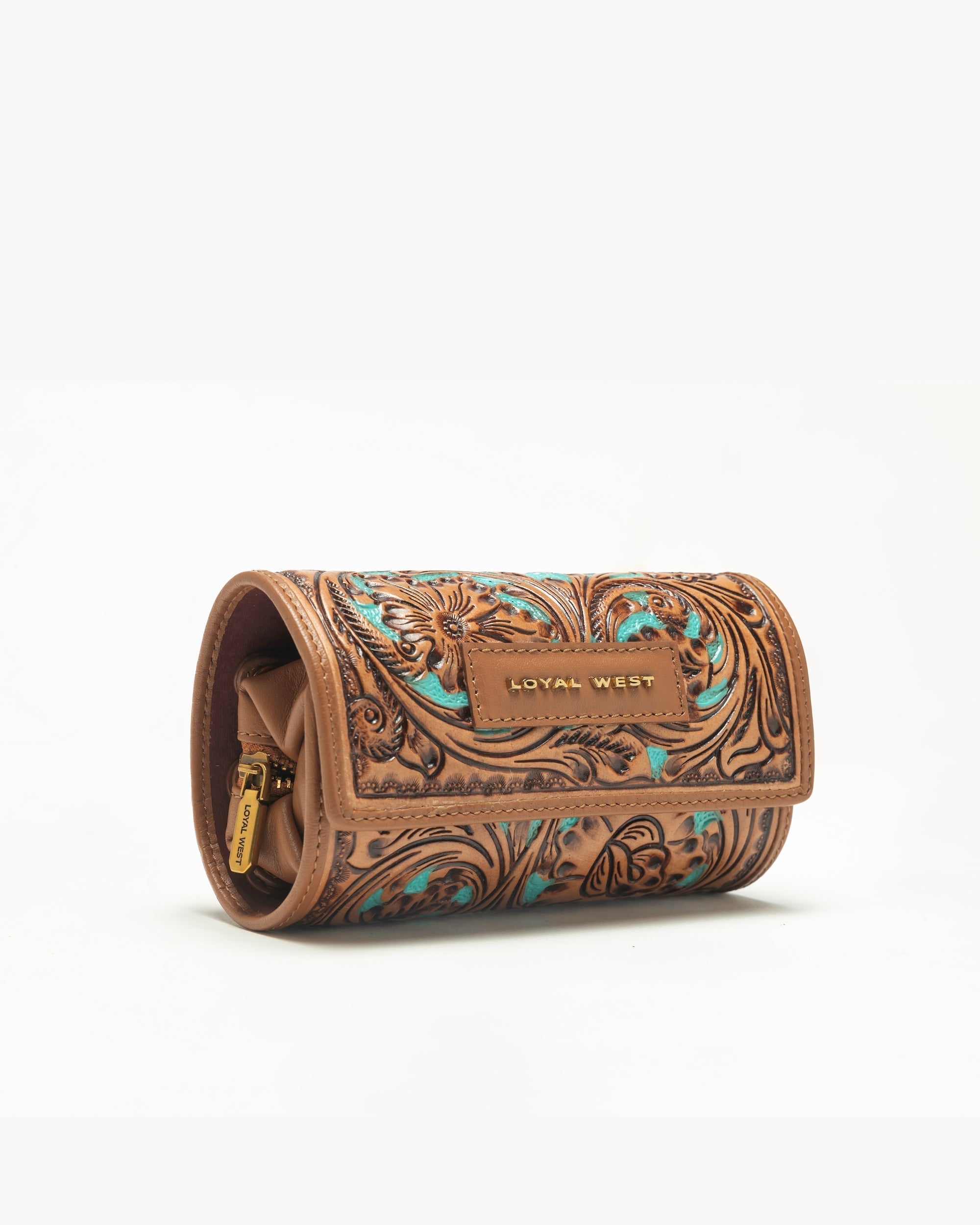 Loyal West Canyon Jewellery Case Handtooled Leather - Whiskey & Water - Myra USA