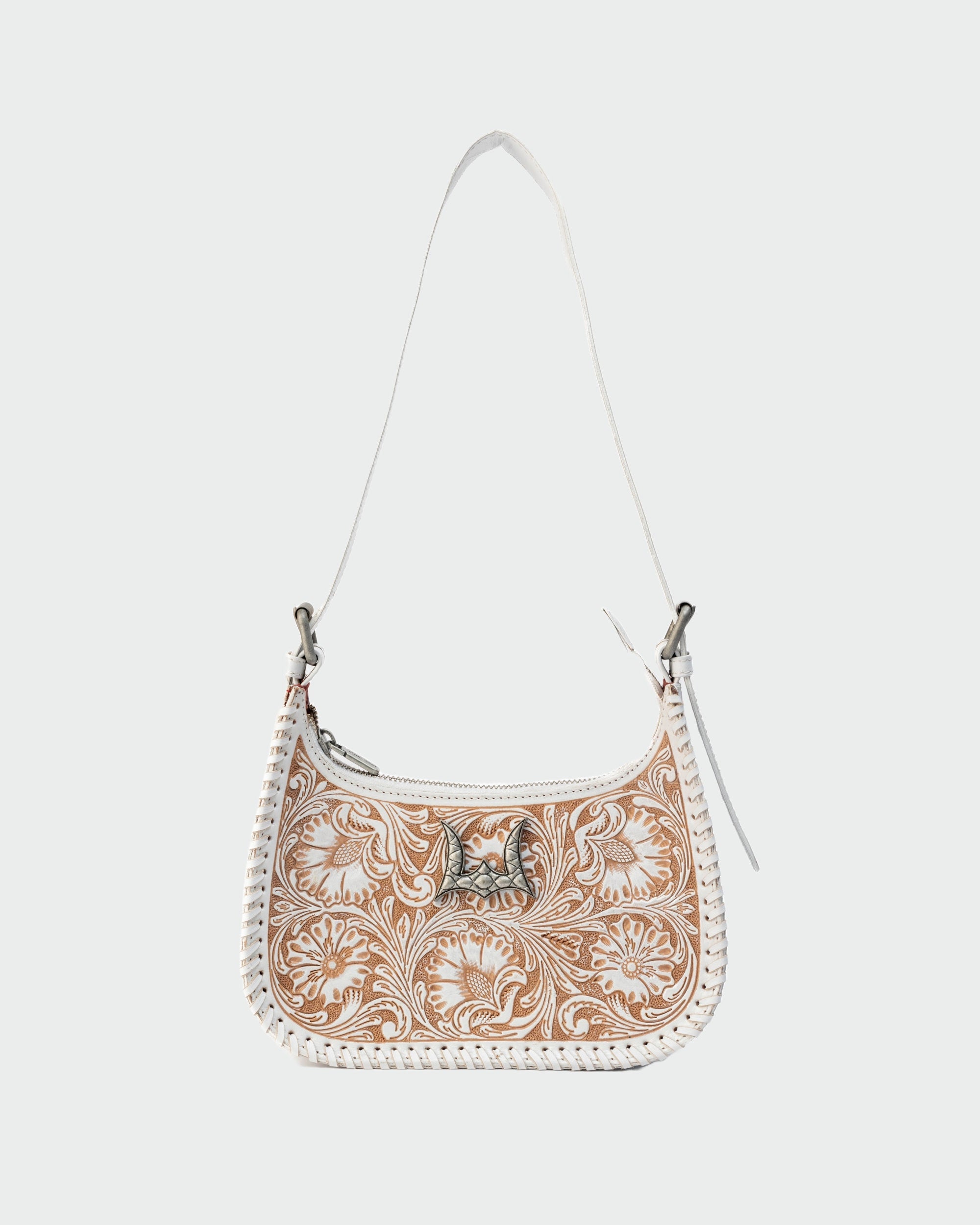 Loyal West DANNIA MEDIUM PURSE - IVORY DUST  HANDTOOLED LEATHER AND CALFSKIN
