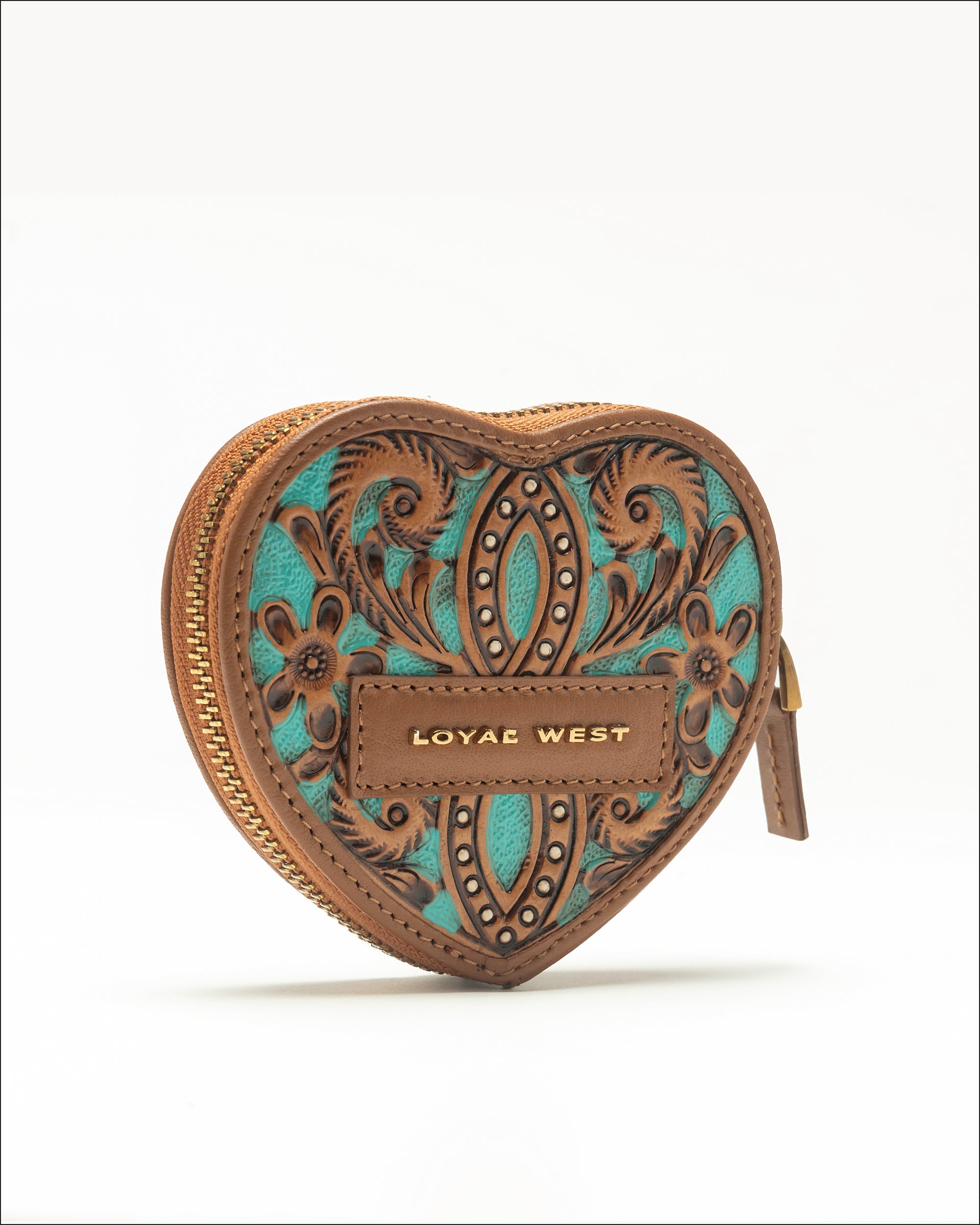 Loyal West Cupid Coin Pouch Handtooled Leather - Whiskey & Water - Myra USA