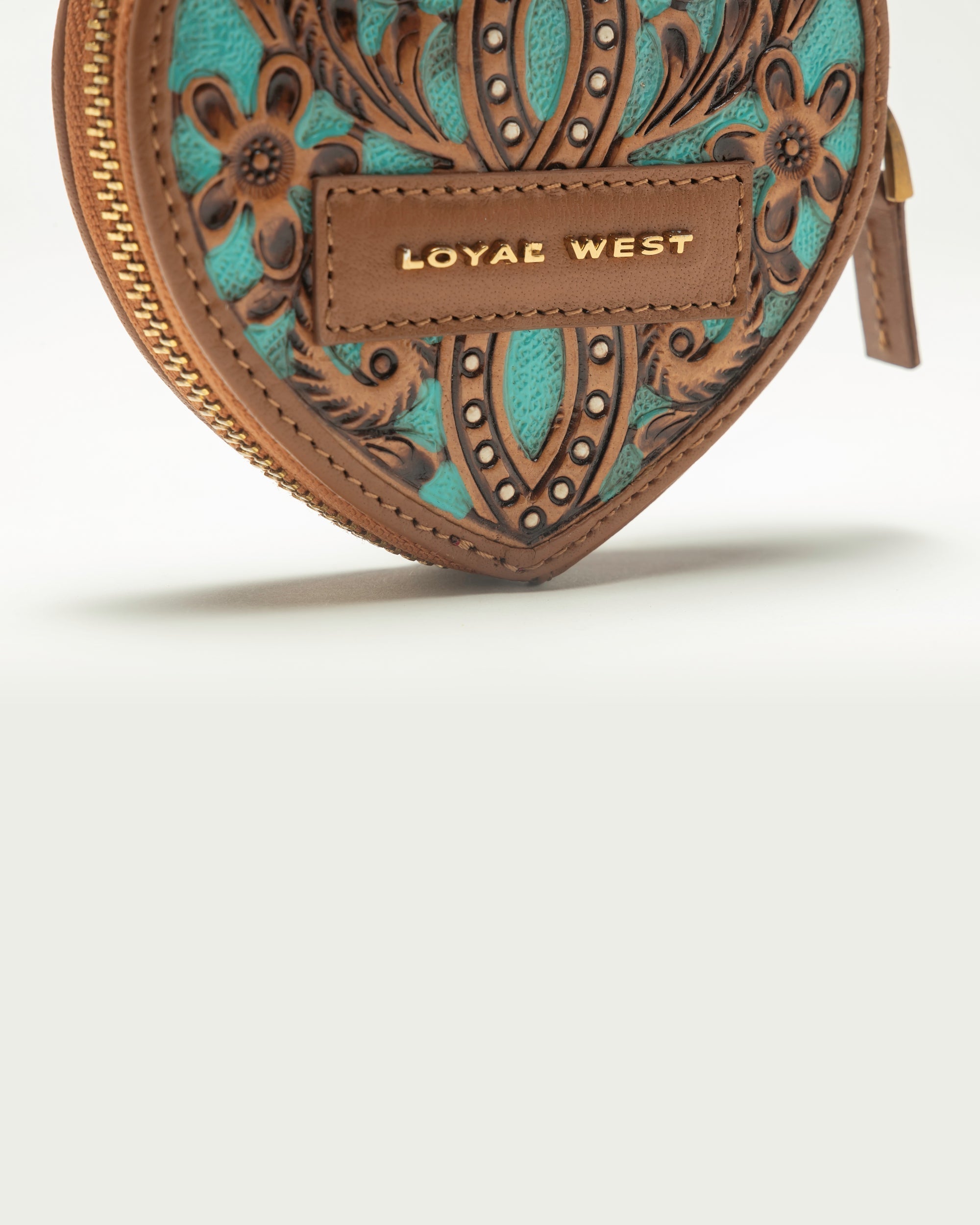 Loyal West Cupid Coin Pouch Handtooled Leather - Whiskey & Water - Myra USA