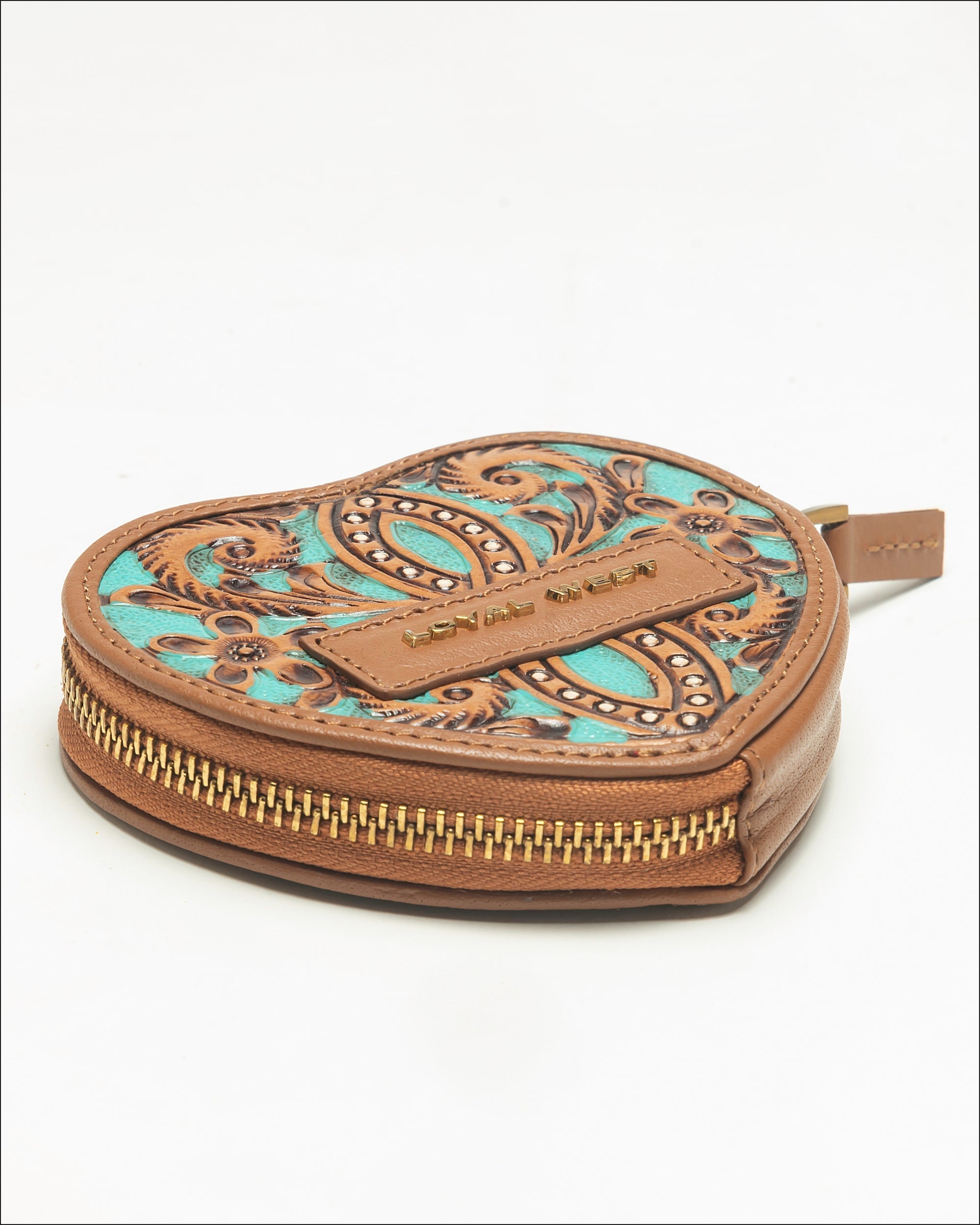 Loyal West Cupid Coin Pouch Handtooled Leather - Whiskey & Water - Myra USA