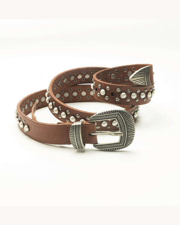 Loyal West Midnight Ranger Leather Belt In Calfskin - Saddle Brown - Myra USA