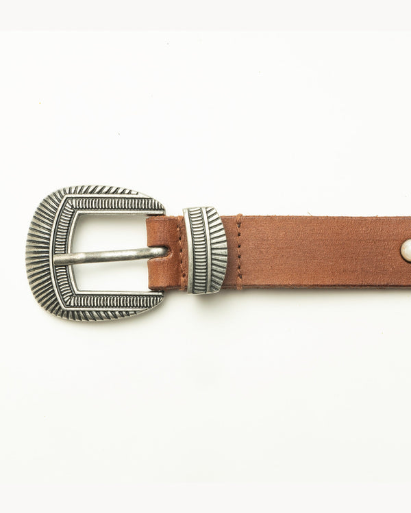 Loyal West Midnight Ranger Leather Belt In Calfskin - Saddle Brown - Myra USA