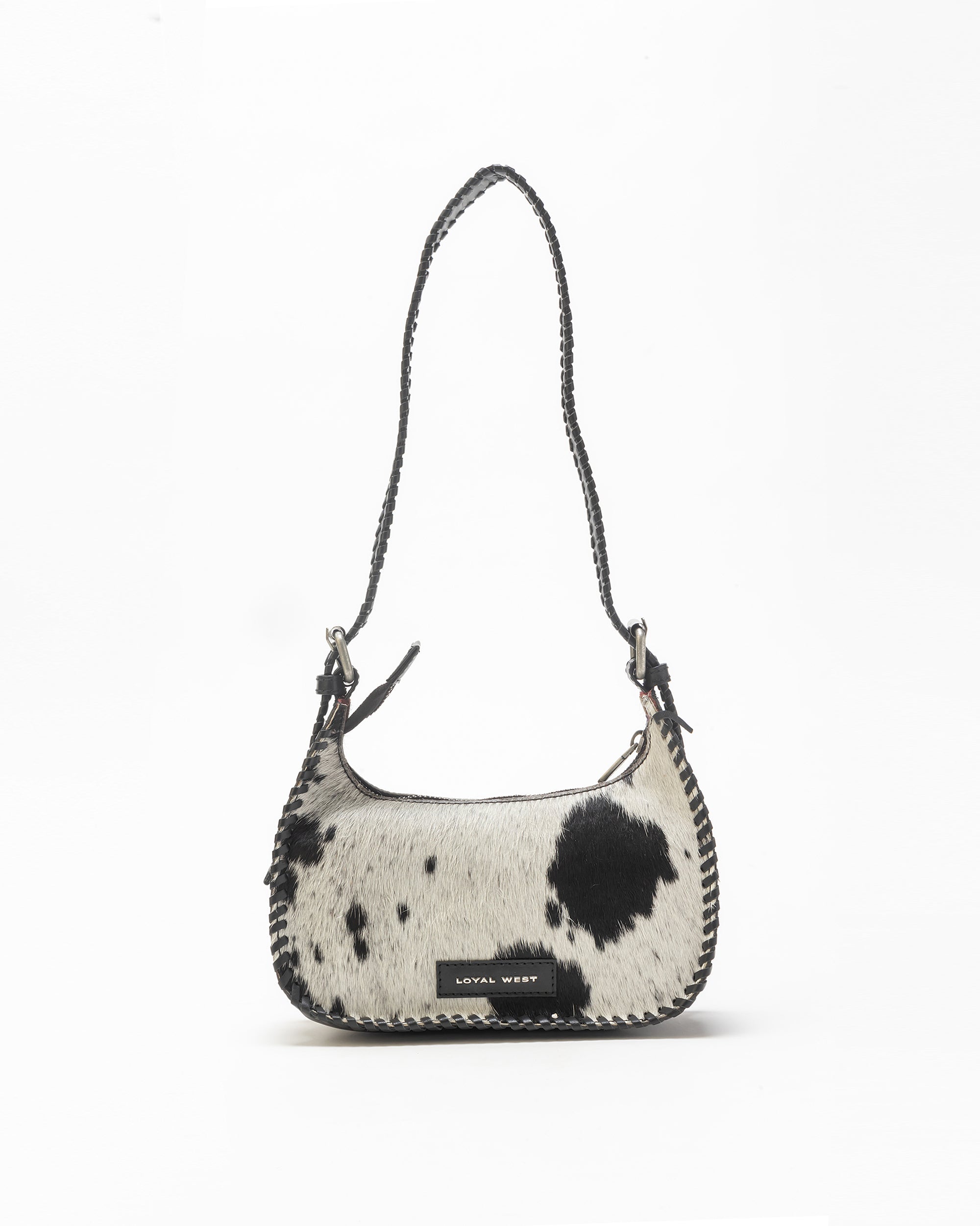 Dannia Medium Purse In Black & White Cowhide - Myra USA