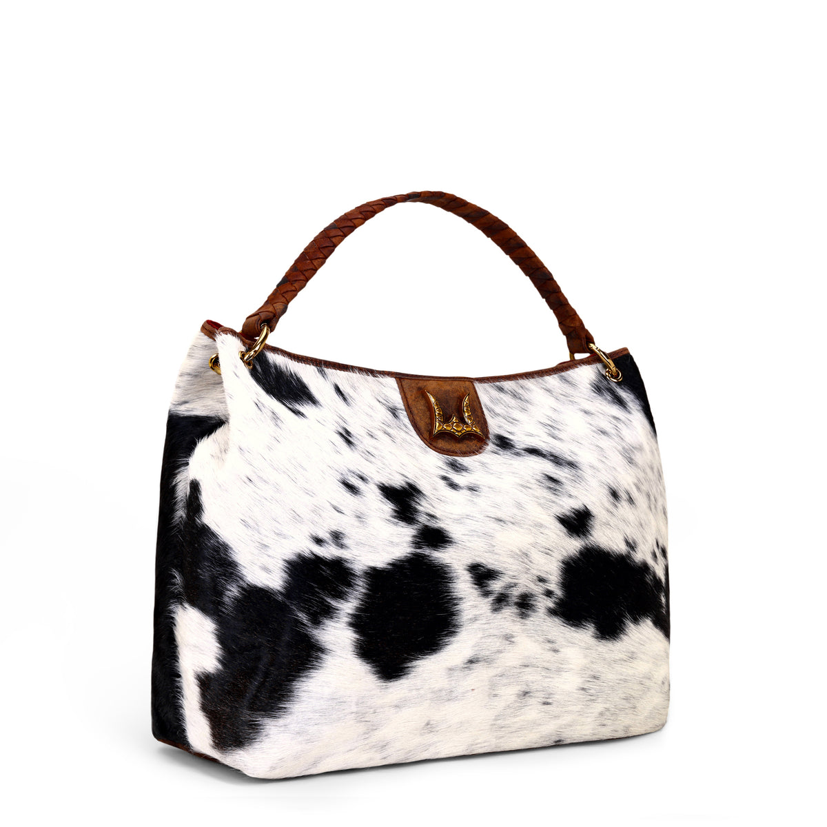 Lw Large Hobo Bag In Black & White Cowhide