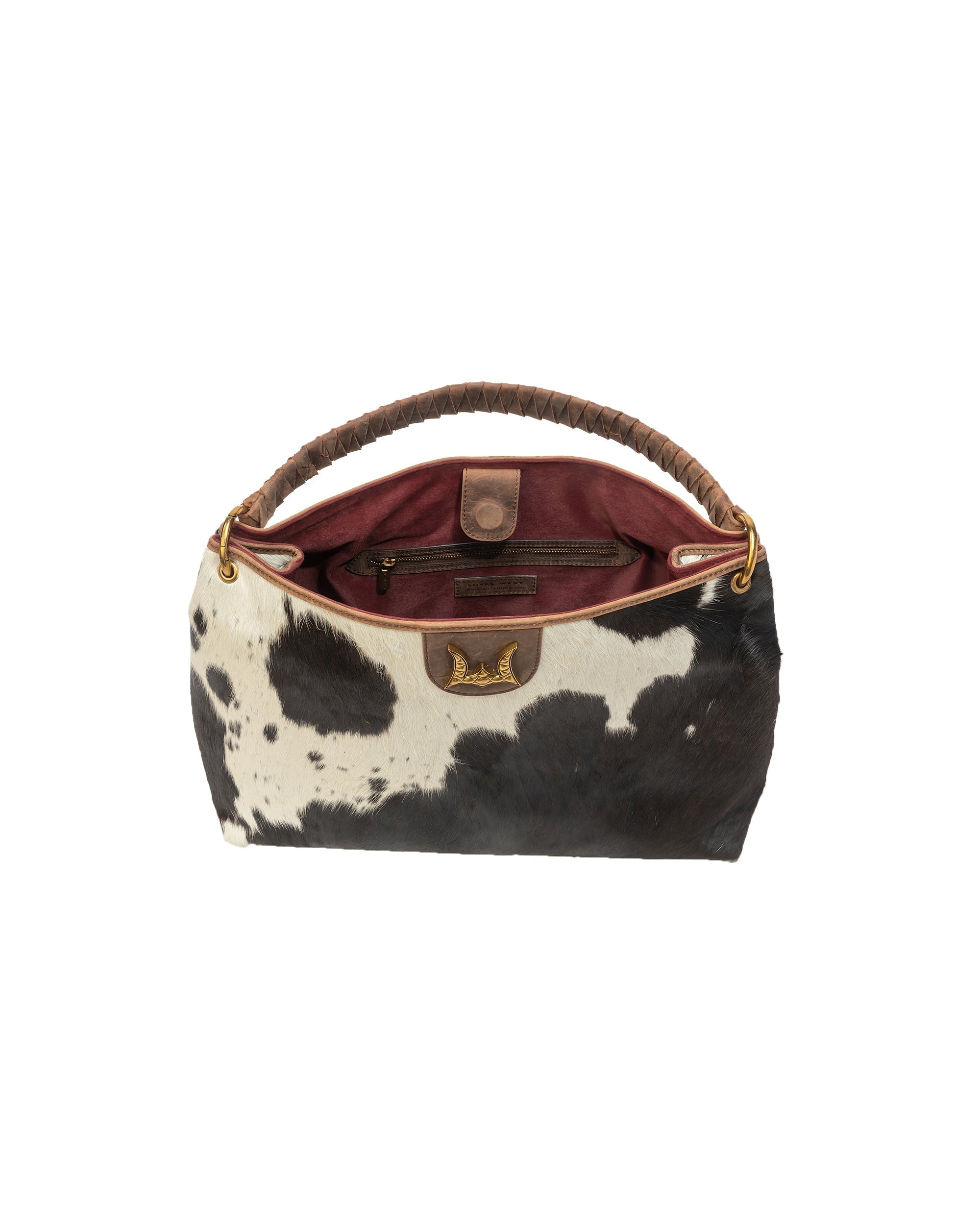 Lw Large Hobo Bag In Black & White Cowhide - Myra USA