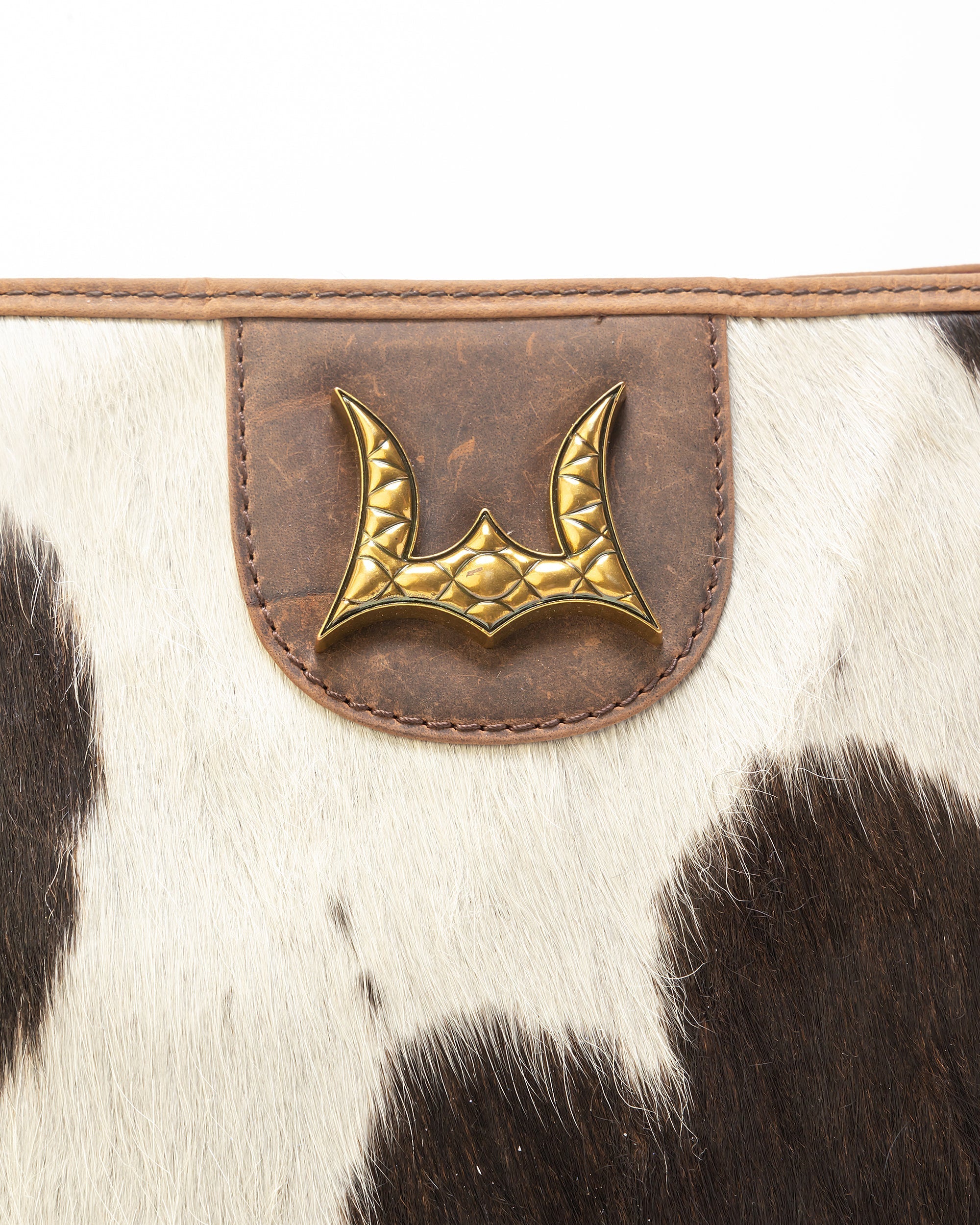 Lw Large Hobo Bag In Black & White Cowhide - Myra USA