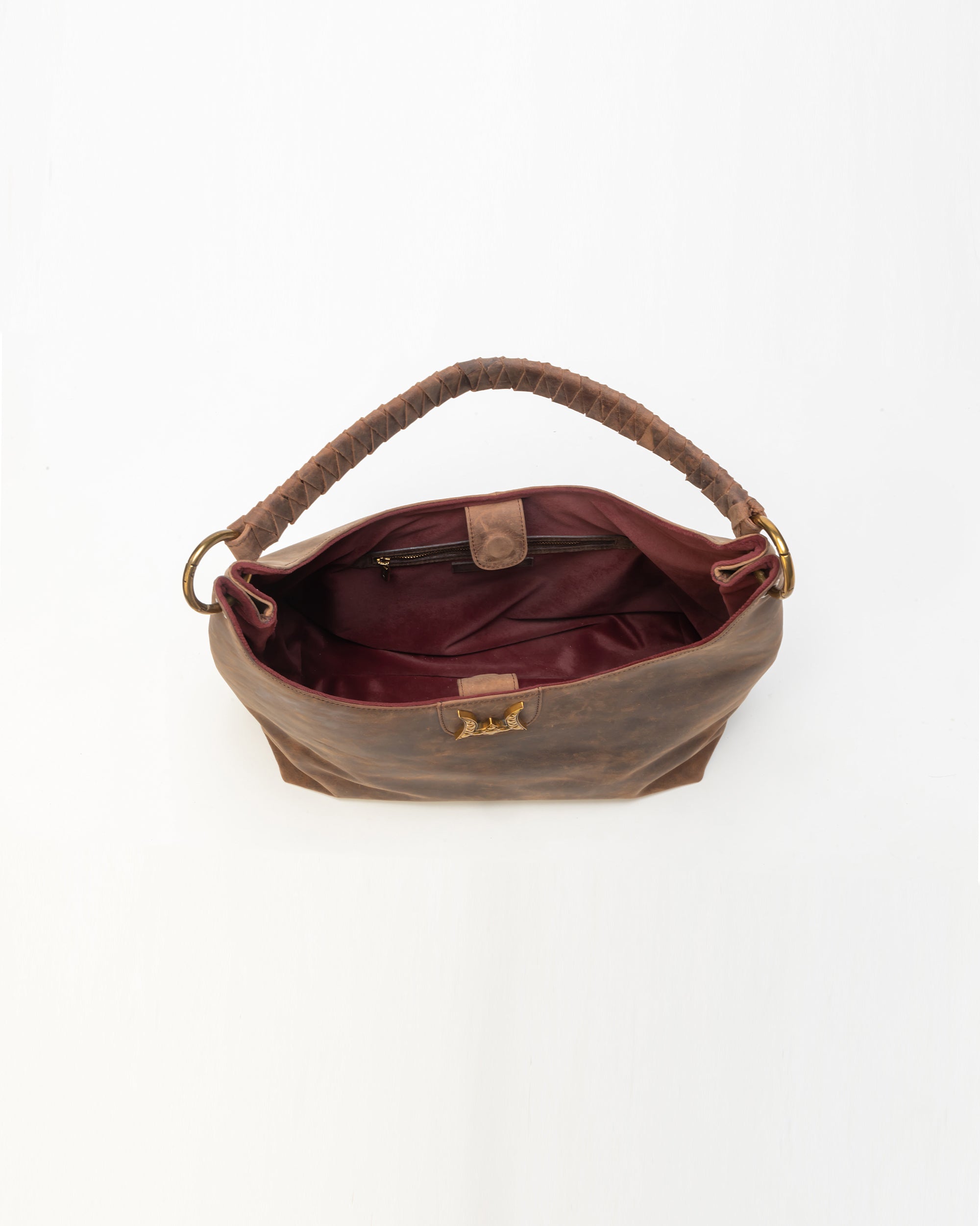 Lw Large Purse In Brunette Leather - Myra USA