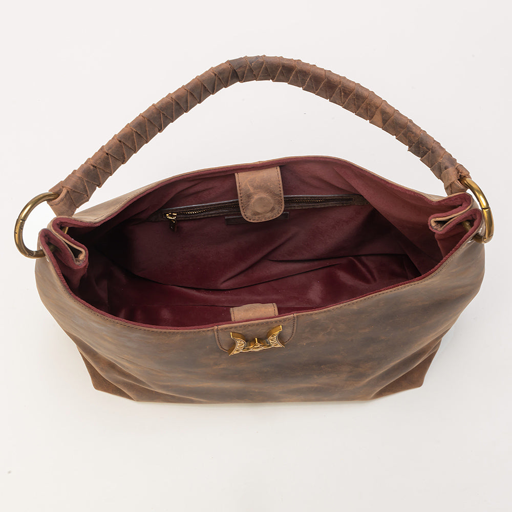 Lw Large Purse In Brunette Leather - Myra USA