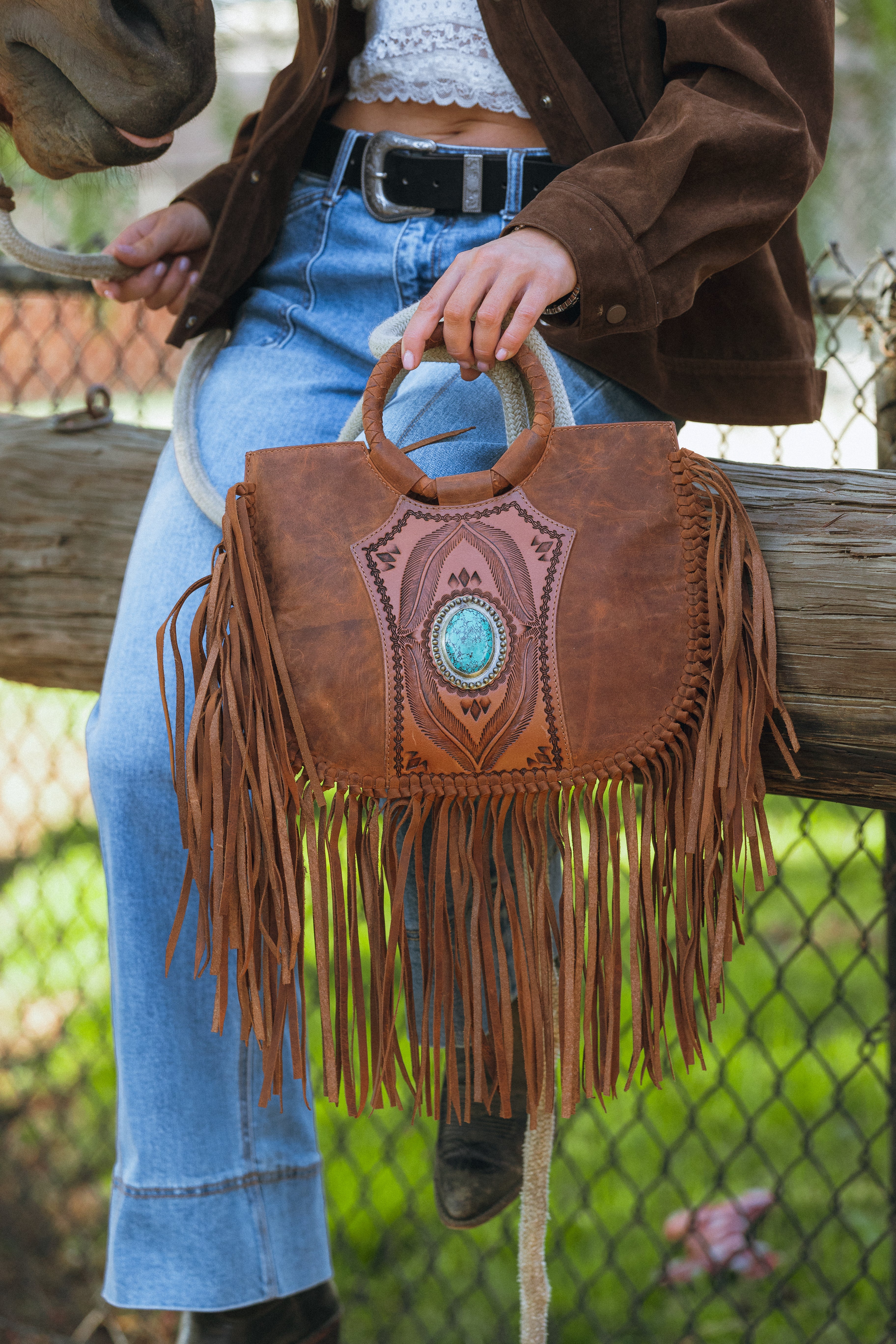 Sedona Tassle Bag In Saddle Brown