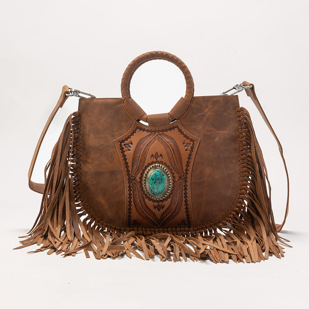 Sedona Tassle Bag In Saddle Brown - Myra USA