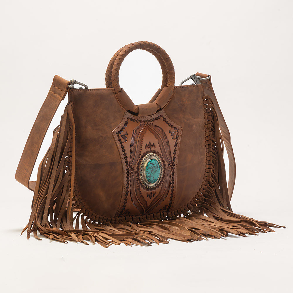 Sedona Tassle Bag In Saddle Brown - Myra USA