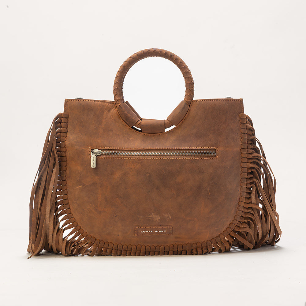 Sedona Tassle Bag In Saddle Brown - Myra USA
