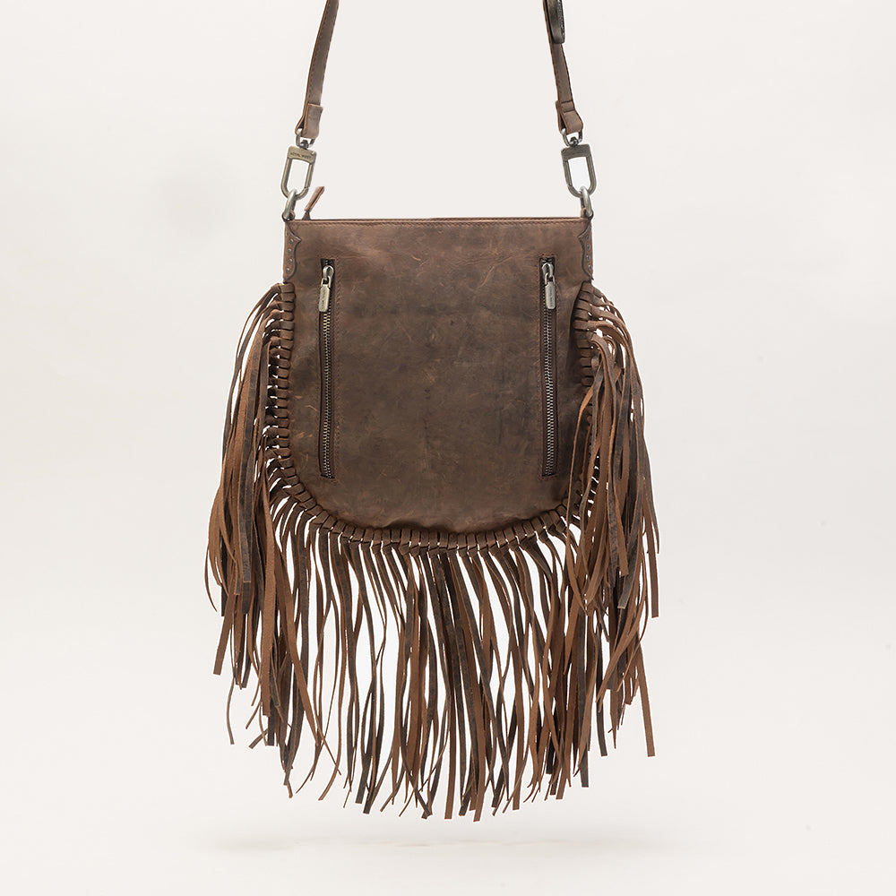 Mojave Tassle Bag In Brunette Leather - Myra USA