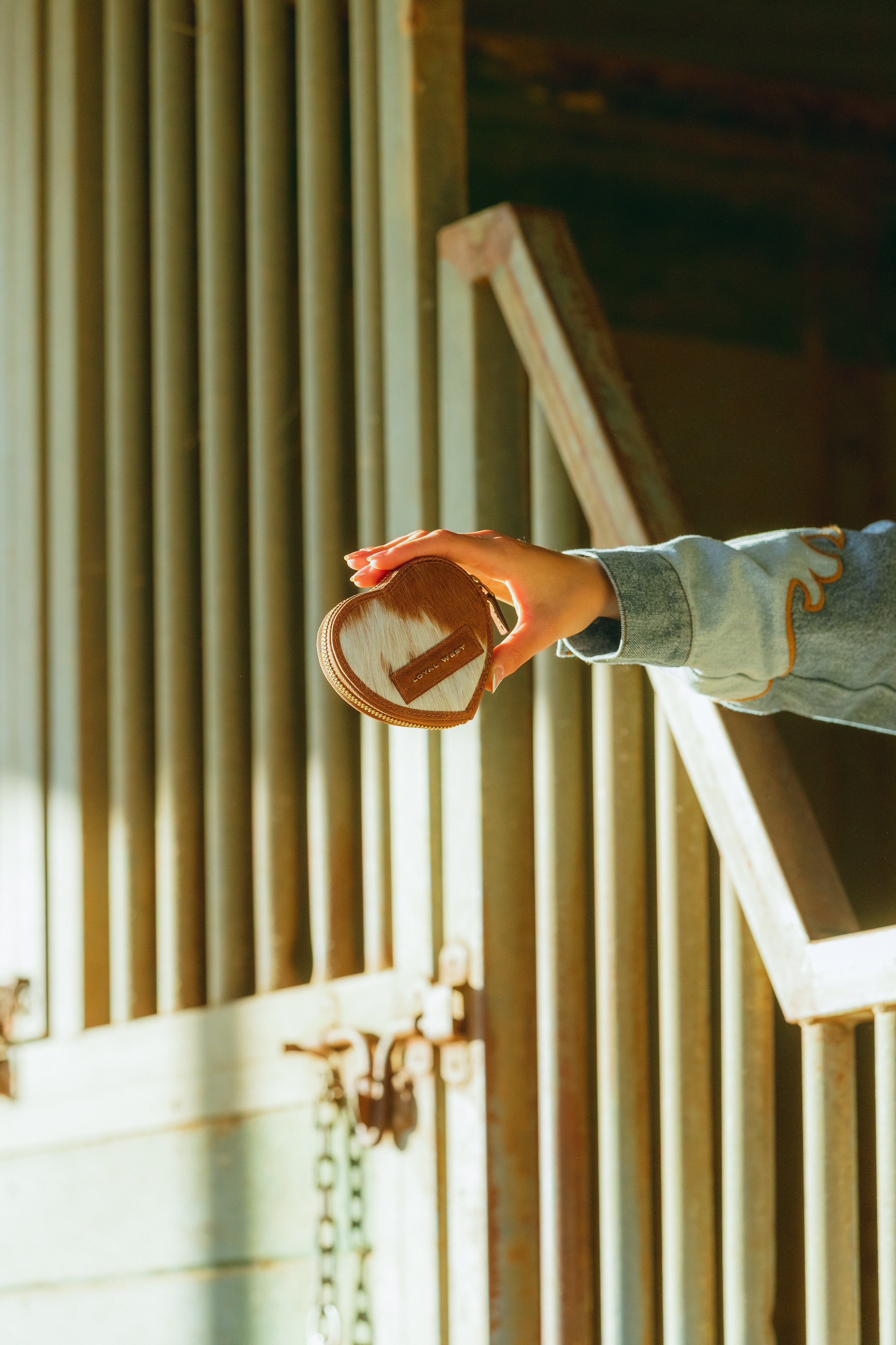 Cupid Coin Pouch In Brown & White Cowhide