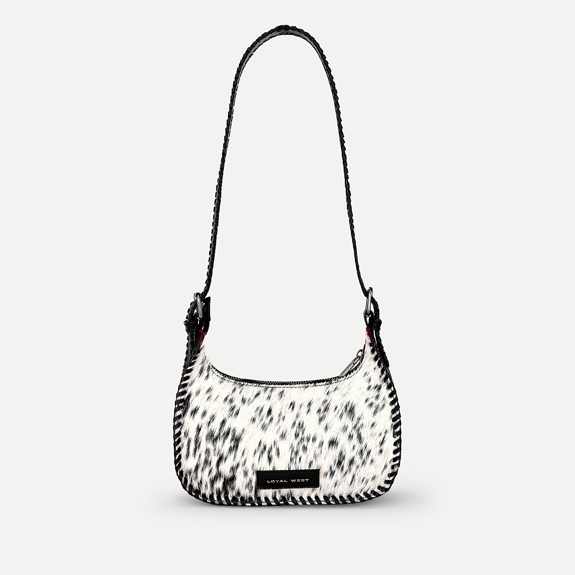 Dannia Medium Purse In Black & White Cowhide - Myra USA