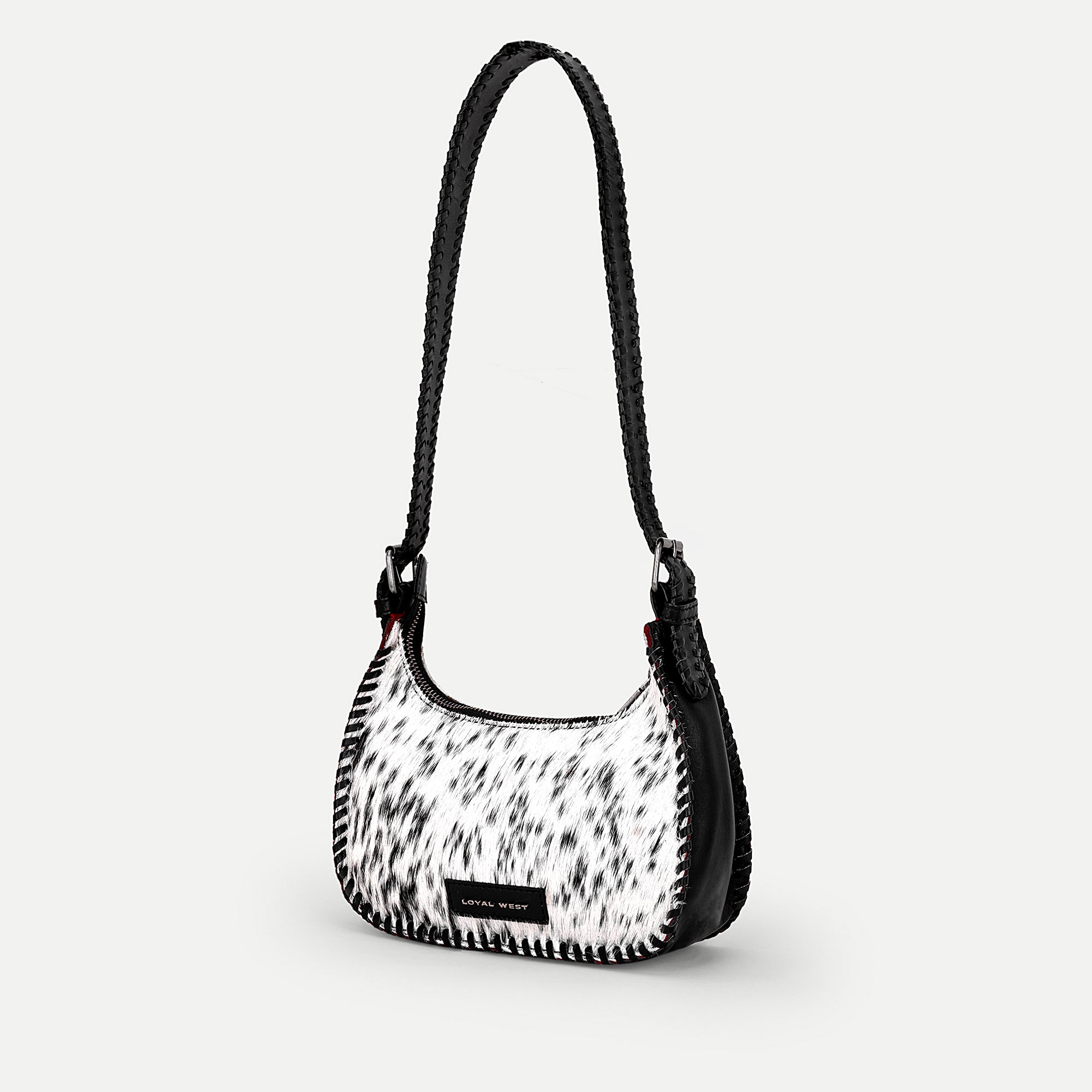 Dannia Medium Purse In Black & White Cowhide - Myra USA