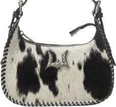 Dannia Medium Purse In Black & White Cowhide