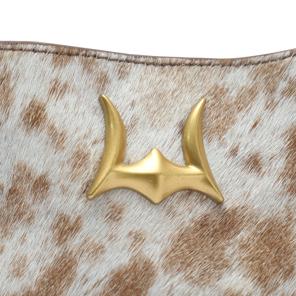 VITA SERVANS HOBO BAG - BROWN & WHITE COWHIDE - Myra USA