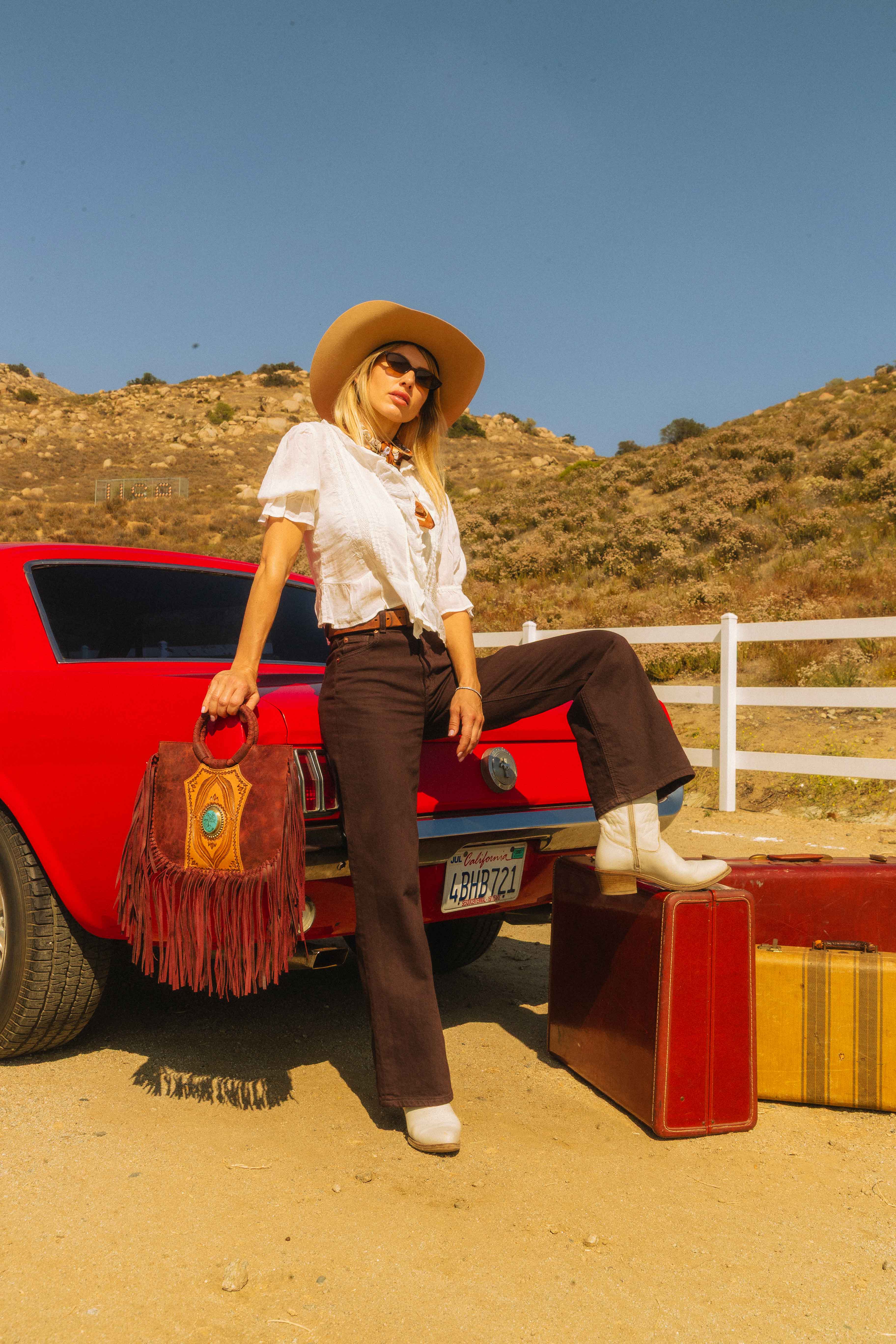 Sedona Tassle Bag - Oiled Ruby Leather - Myra USA