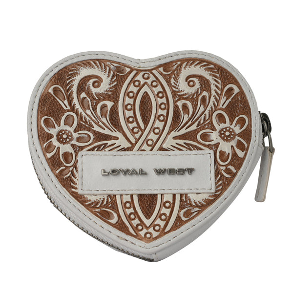 HandTooled Cupid Coin Pouch Ivory Dust - Myra USA