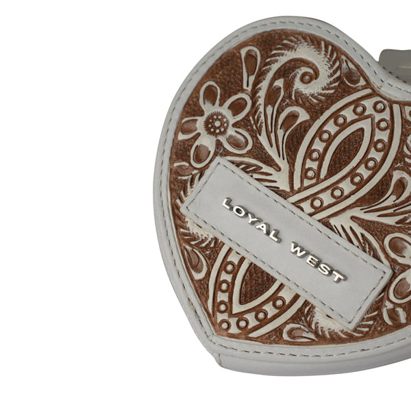 HandTooled Cupid Coin Pouch Ivory Dust - Myra USA