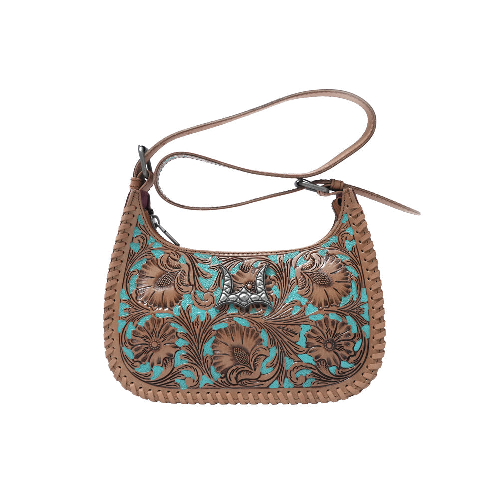 HANDTOOLED DANNIA MEDIUM PURSE - WHISKEY & WATER - Myra USA