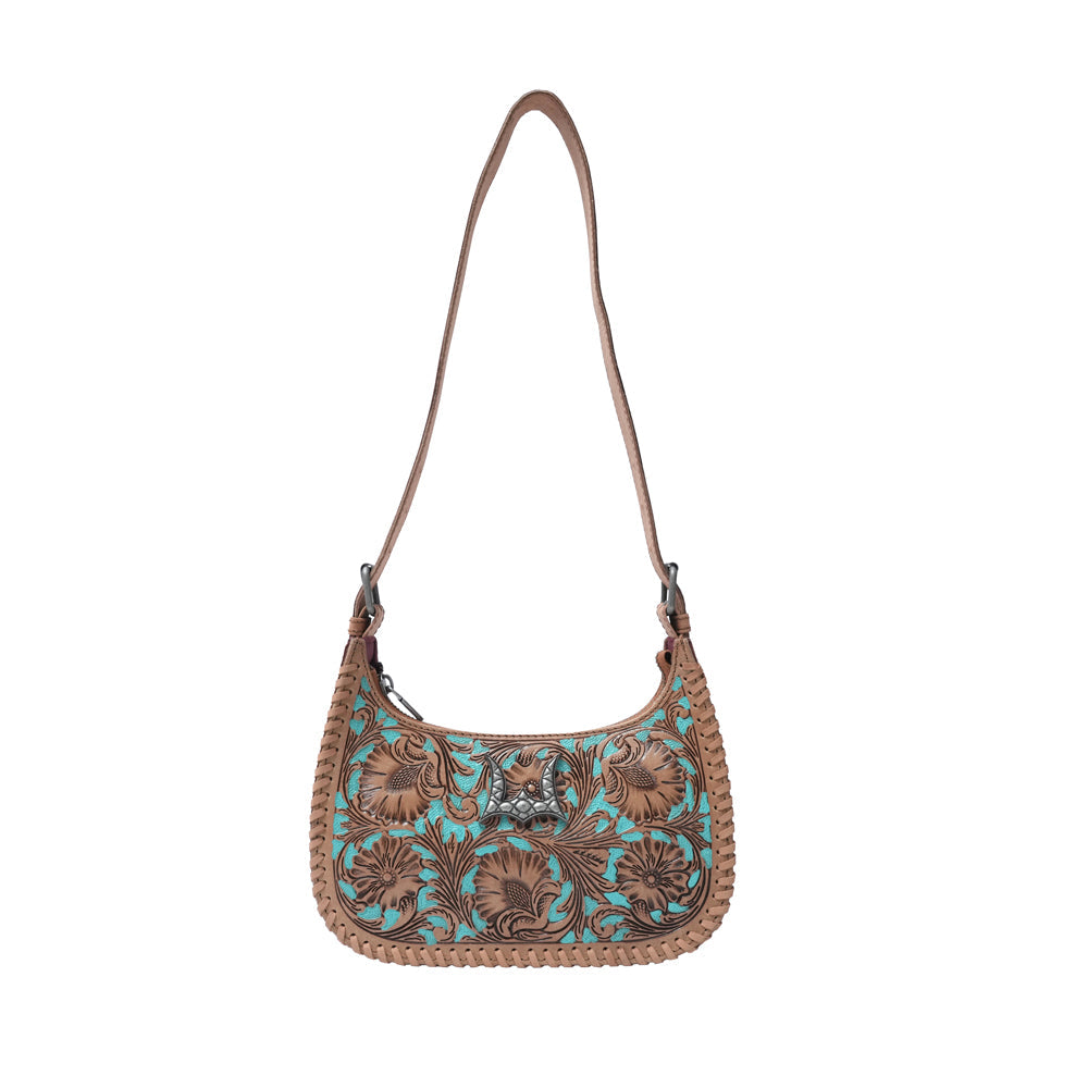 HANDTOOLED DANNIA MEDIUM PURSE - WHISKEY & WATER - Myra USA