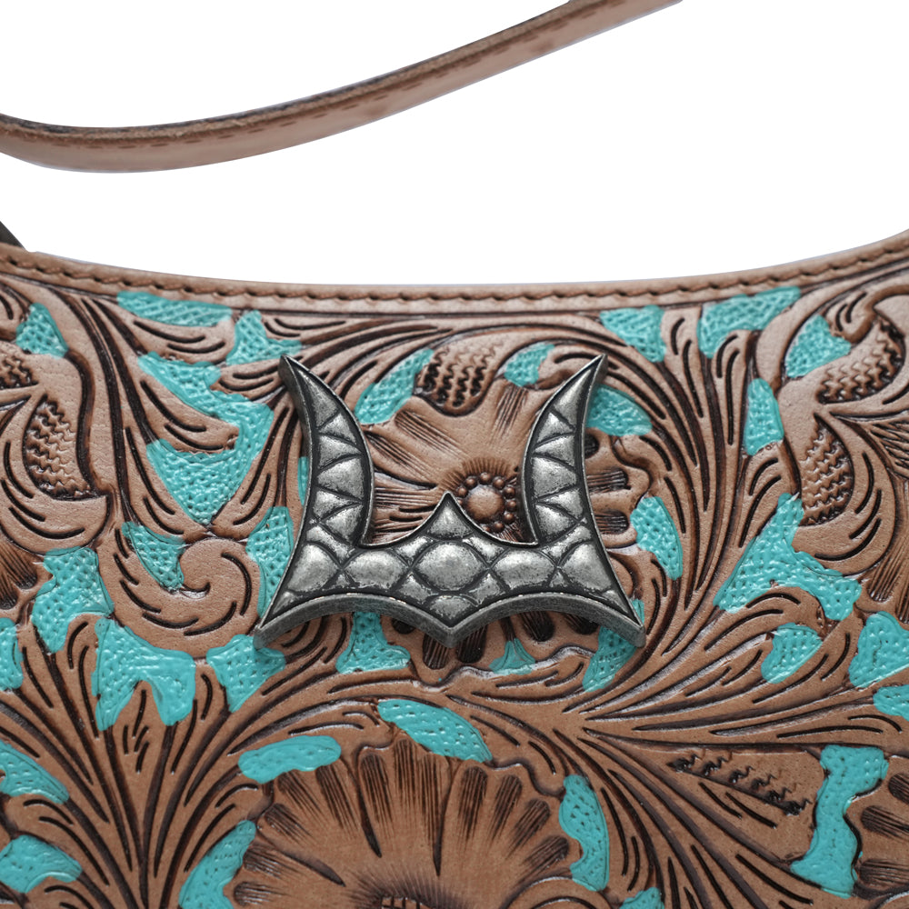 HANDTOOLED DANNIA MEDIUM PURSE - WHISKEY & WATER - Myra USA
