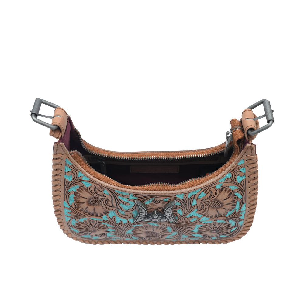 HANDTOOLED DANNIA MEDIUM PURSE - WHISKEY & WATER - Myra USA