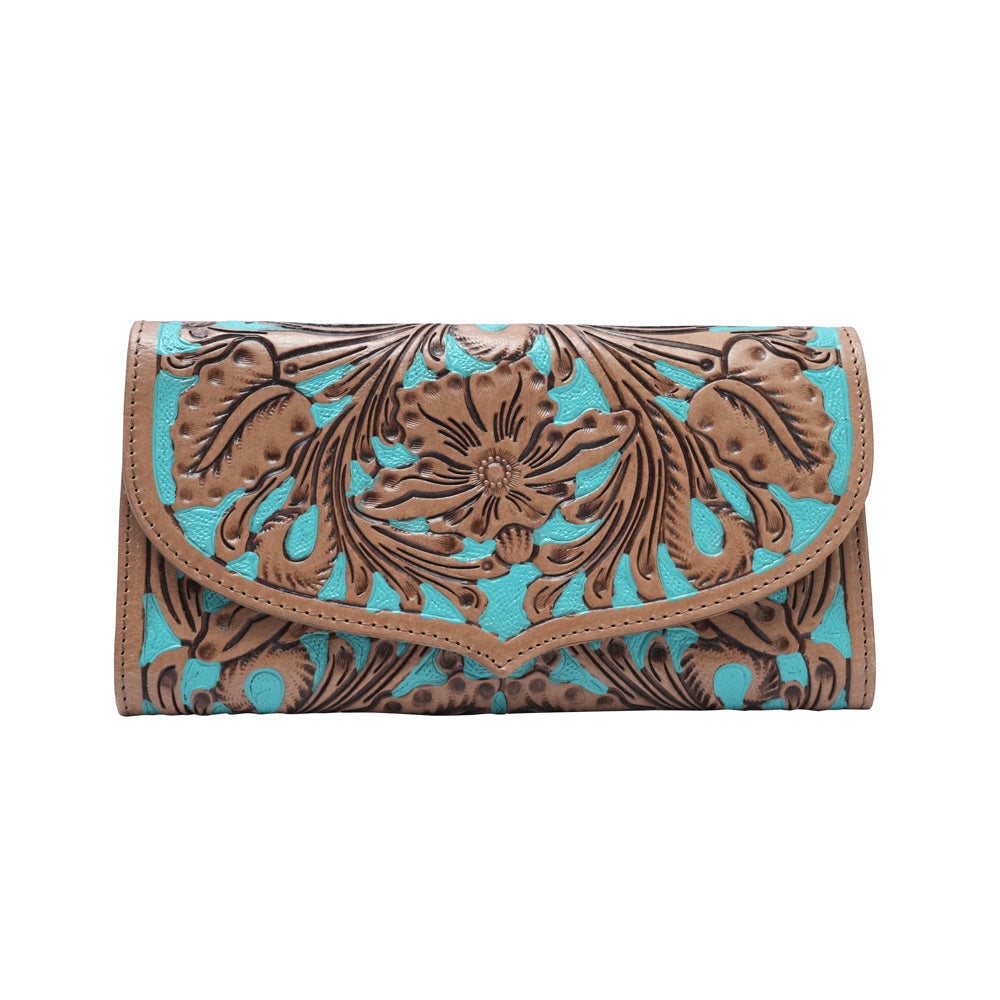 HANDTOOLED GLORIANA WALLET – WHISKEY & WATER - Myra USA