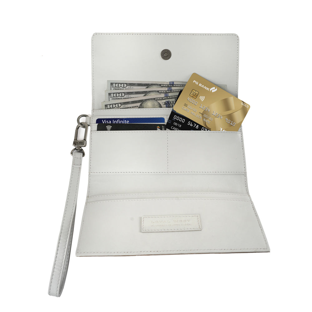 Handtooled Drover Wallet - Ivory Dust - Myra USA