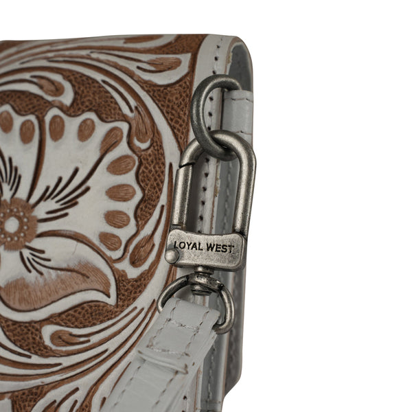 Handtooled Drover Wallet - Ivory Dust - Myra USA