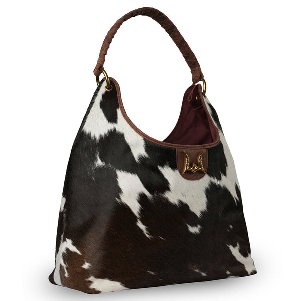 LW Large Purse - Black & White Cowhide With Oiled Ruby Leather - Myra USA