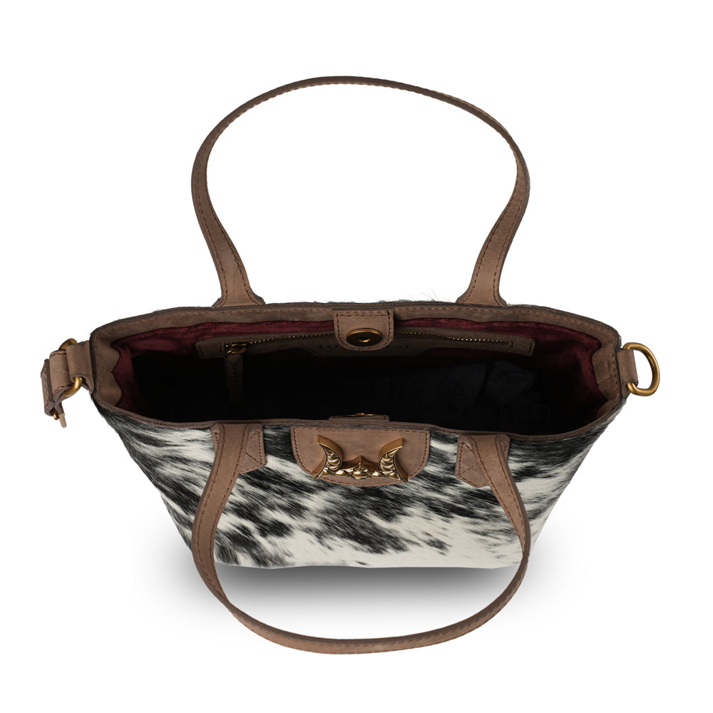 Dakota Medium CrossBody - Black & White Cowhide - Myra USA