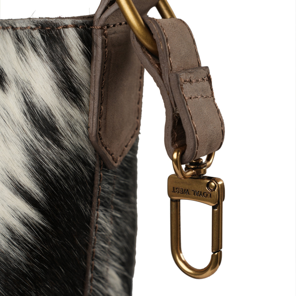 Dakota Medium CrossBody - Black & White Cowhide - Myra USA