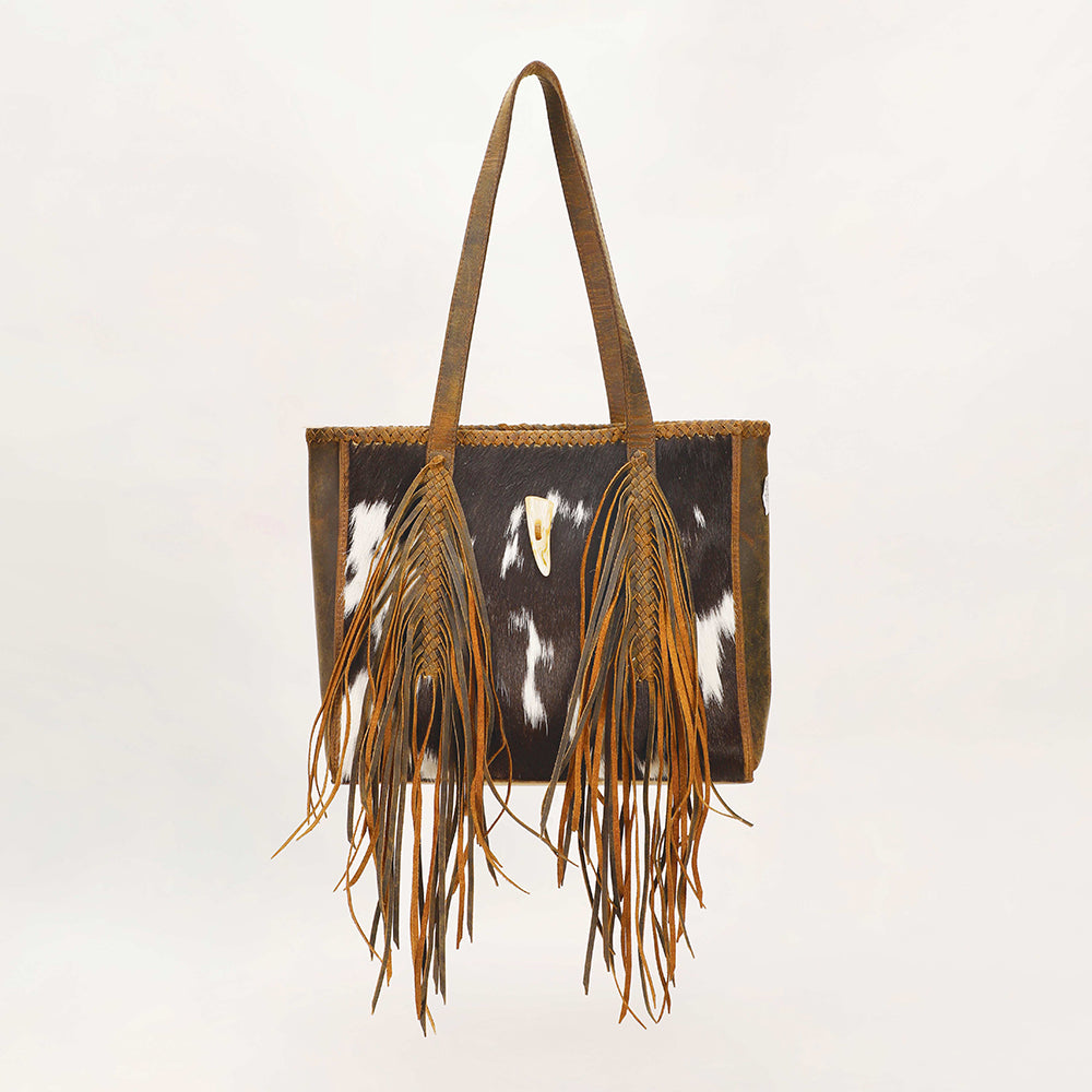 Loyal West Hide And Fringe Medium Cowhide Purse - Myra USA