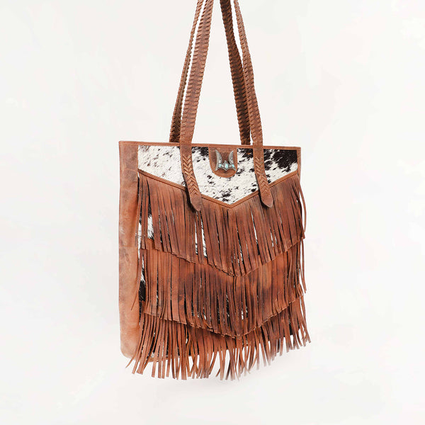 Loyal West Hide And Fringe Large Cowhide Purse - Myra USA