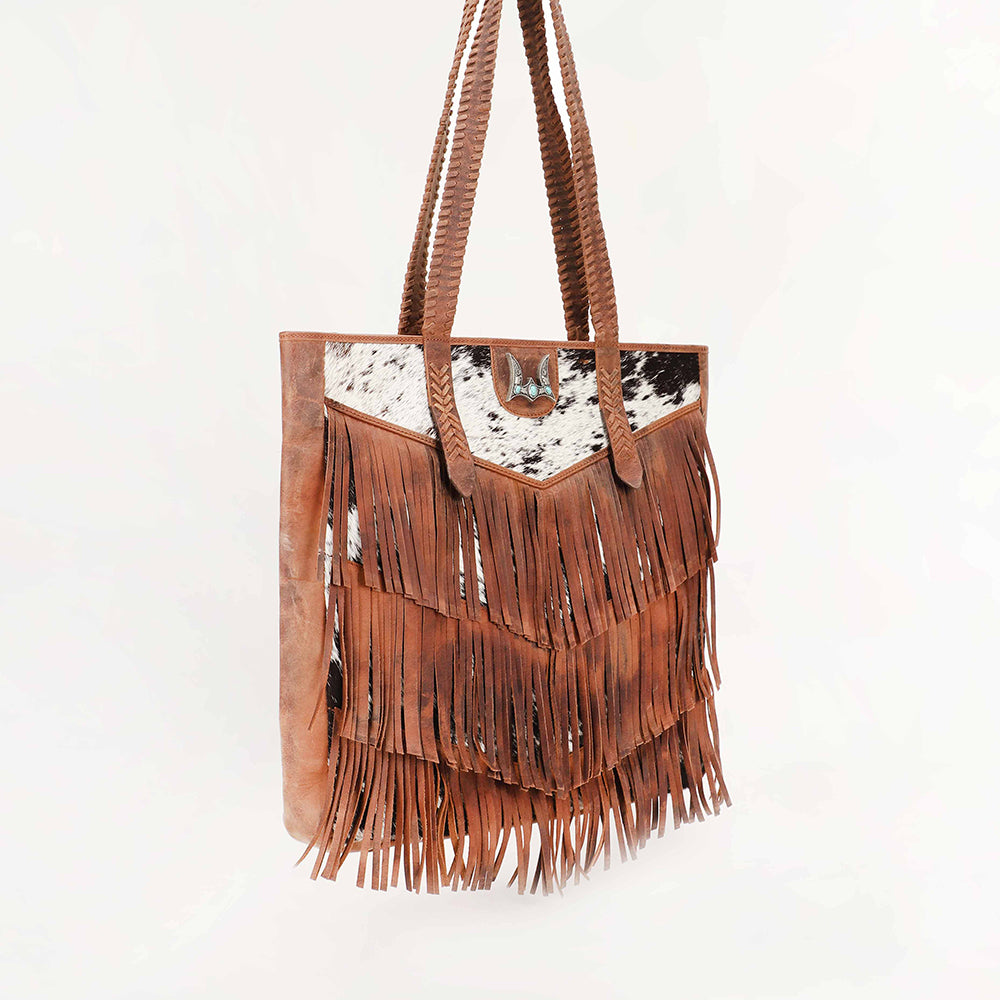 Loyal West Hide And Fringe Large Cowhide Purse - Myra USA