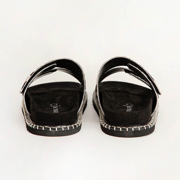 Loyal West Deen Canyon Sandals - Black And White Cowhide - Myra USA